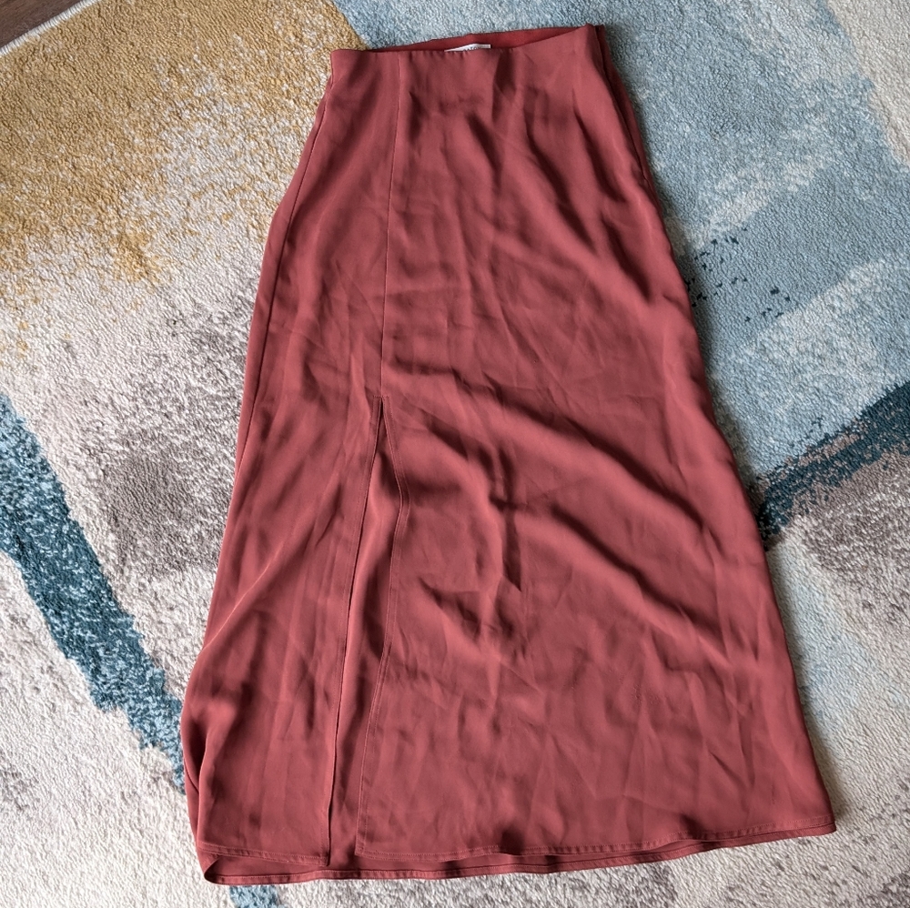 Aritzia Rust Midi Skirt